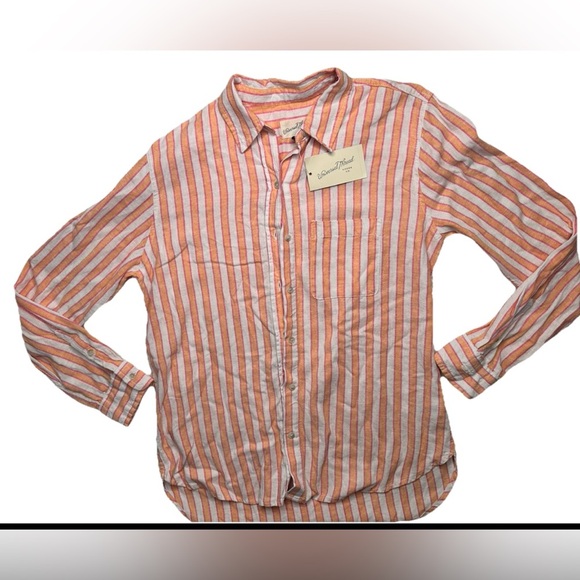 Universal Thread Women Size XS Long Sleeve Collared Striped Button Up Shirt - Picture 2 of 7